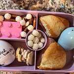 Bento box lunch ideas for kids flower crust less sandwich cutout spring healthy theme fun fast easy meal prep Easter Spring Unicorn Egg hunt Lunch