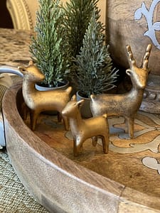 gold gilded reindeer target dollar spot winter Christmas mini potted pine trees GG collection heritage wood tray