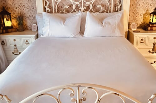 French country linen bedding bedroom white linen sheets freshly ironed