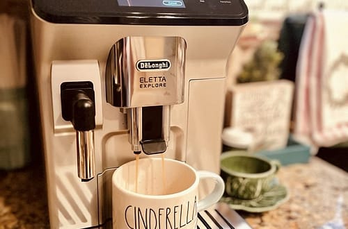 De'Longhi Eletta Explore Automatic Espresso Coffee Maker Cinderella Rae Dunn stacking mug