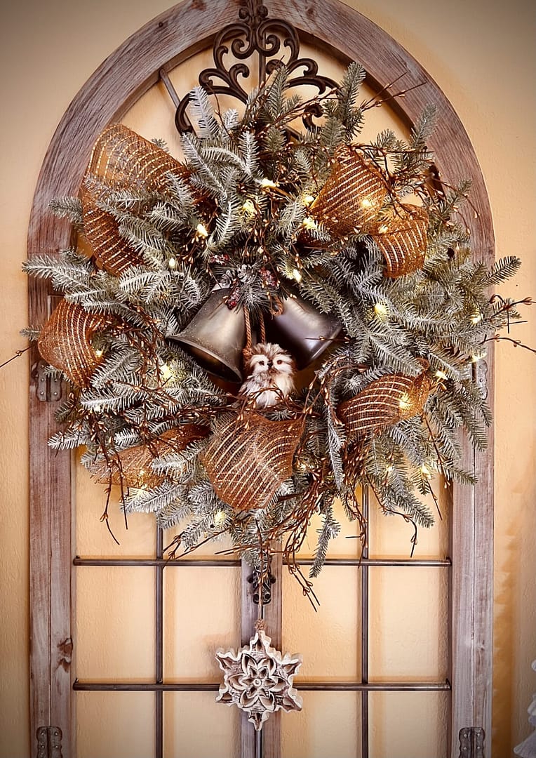 Balsam Hill winter wreath owl bells décor