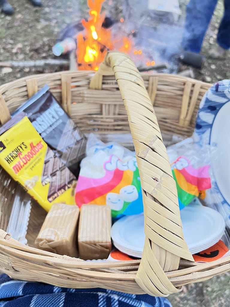 Fall Family favorites fire smores basket food