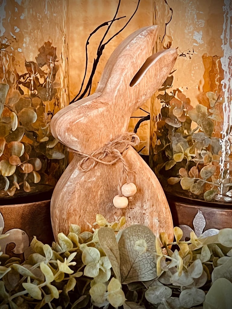 Spring Easter decor eucalyptus bunny GG collection candle hurricane lamps