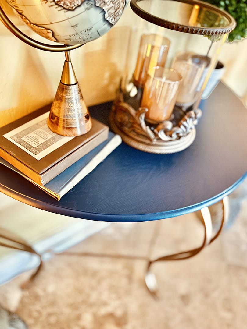 Mama’s Old Half Moon Console Table Makeover in Navy & Gold